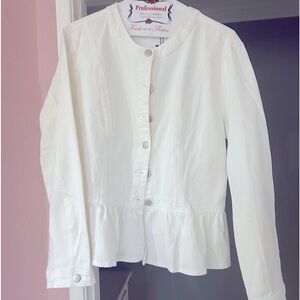 NWT white Denim Peplum Jacket